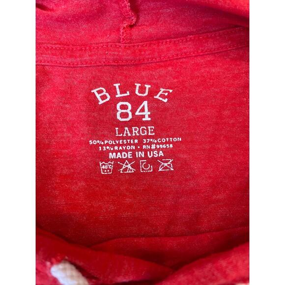 Vintage Blue 84 Wisconsin Badgers Long Sleeved Red Hoodie with Pocket Large - Picture 4 of 5